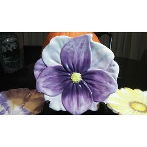 Unique Pansy Flower Ceramic Plate